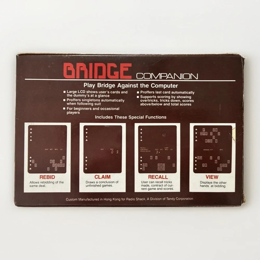 New In Box Radio Shack Bridge Companion Electronic Handheld Game Vintage Toy